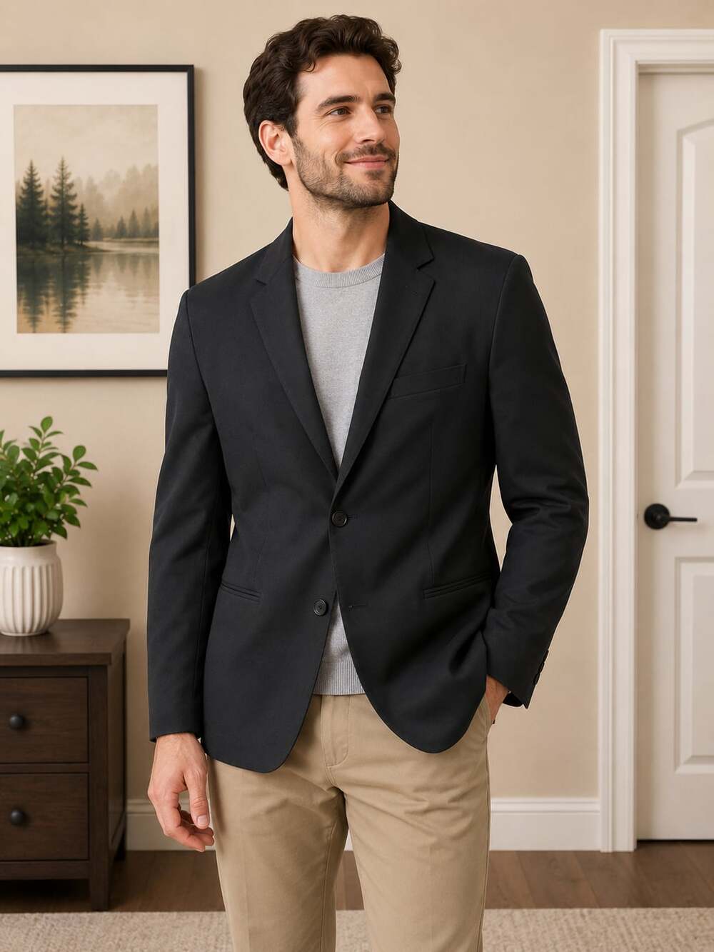 Twillory Performance Blazer 42R Black Stretch Travel Sport Coat Washable Tech